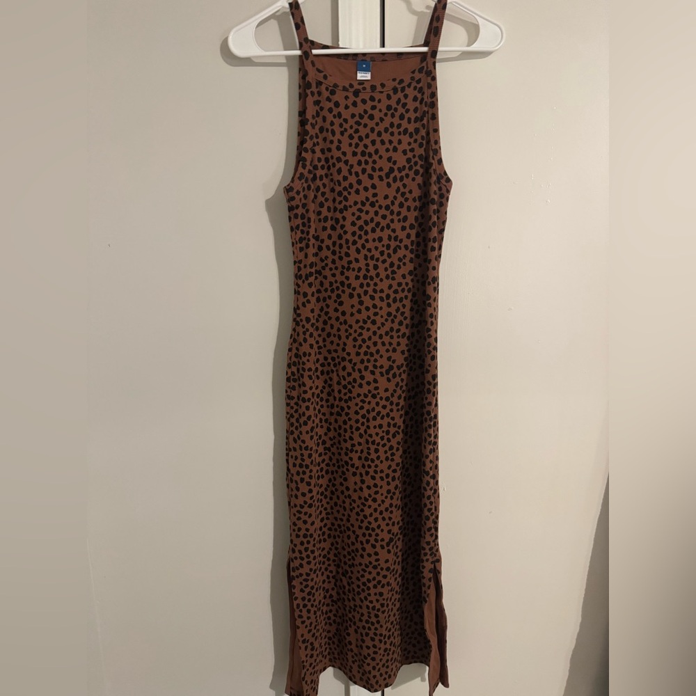 Old Navy Brown Spotted Midi Dress